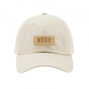 【團購商品，10個起做】NDHU皮革標老帽_象牙白/黑(可混色)
