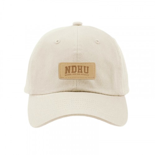 【團購商品，10個起做】NDHU皮革標老帽_象牙白/黑(可混色)
