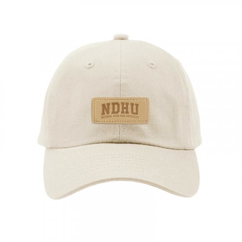 【團購商品，10個起做】NDHU皮革標老帽_象牙白/黑(可混色)