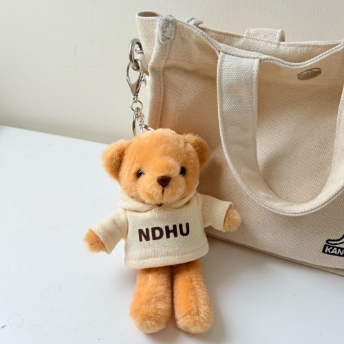 NDHU帽T小熊掛飾鑰匙圈_奶油米
