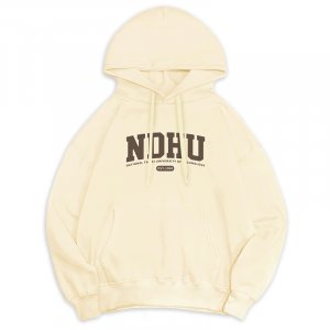 【預購至10/12止，10/31陸續出貨】NDHU冬日輕甜系落肩帽T_奶霜白