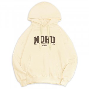【最後十件，售完不補】NDHU冬日輕甜系落肩帽T_奶霜白