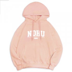 【預購至10/12止，10/31陸續出貨】NDHU冬日輕甜系落肩帽T_微甜粉