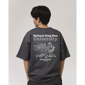 NDHU校園日常插畫寬版短T_暗夜灰