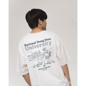 【11/5陸續出貨】NDHU校園日常圖鑑寬版短T_經典白