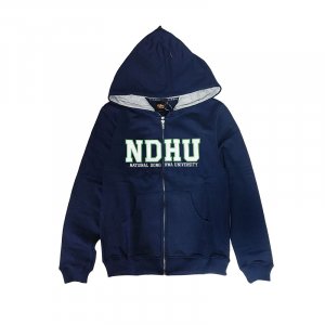 【最後2件，售完不補】NDHU連帽拉鍊立體貼布繡外套_深藍