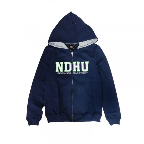 【最後2件，售完不補】NDHU連帽拉鍊立體貼布繡外套_深藍