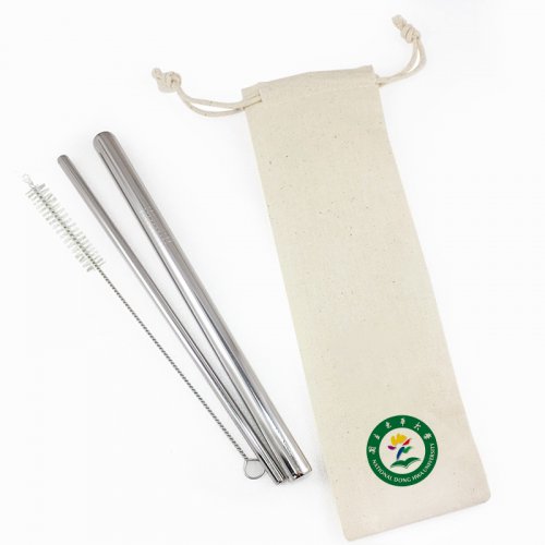 【團購商品，10個起做】東華校徽款環保吸管三入組_米白