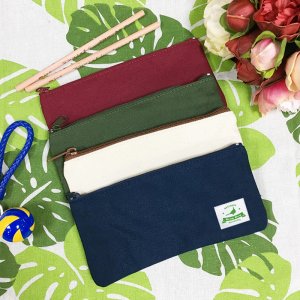 【團購商品，10個起做】NDHU環頸雉簡約生活布標帆布筆袋_酒紅/墨綠/米白/丈青