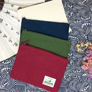 【團購商品，10個起做】NDHU環頸雉簡約生活布標帆布收納袋_米白/丈青/墨綠/酒紅